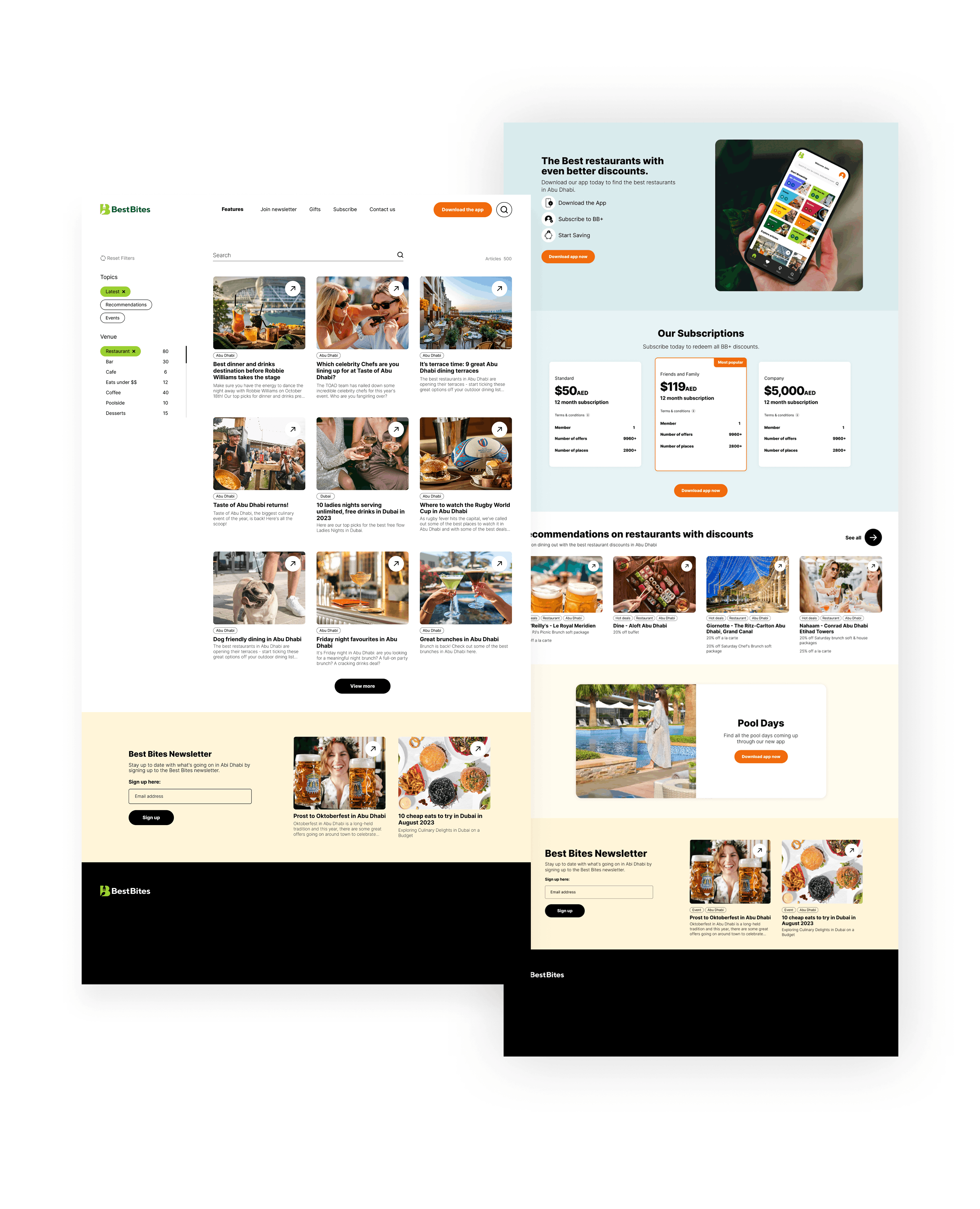 Best Bites desktop website designs
