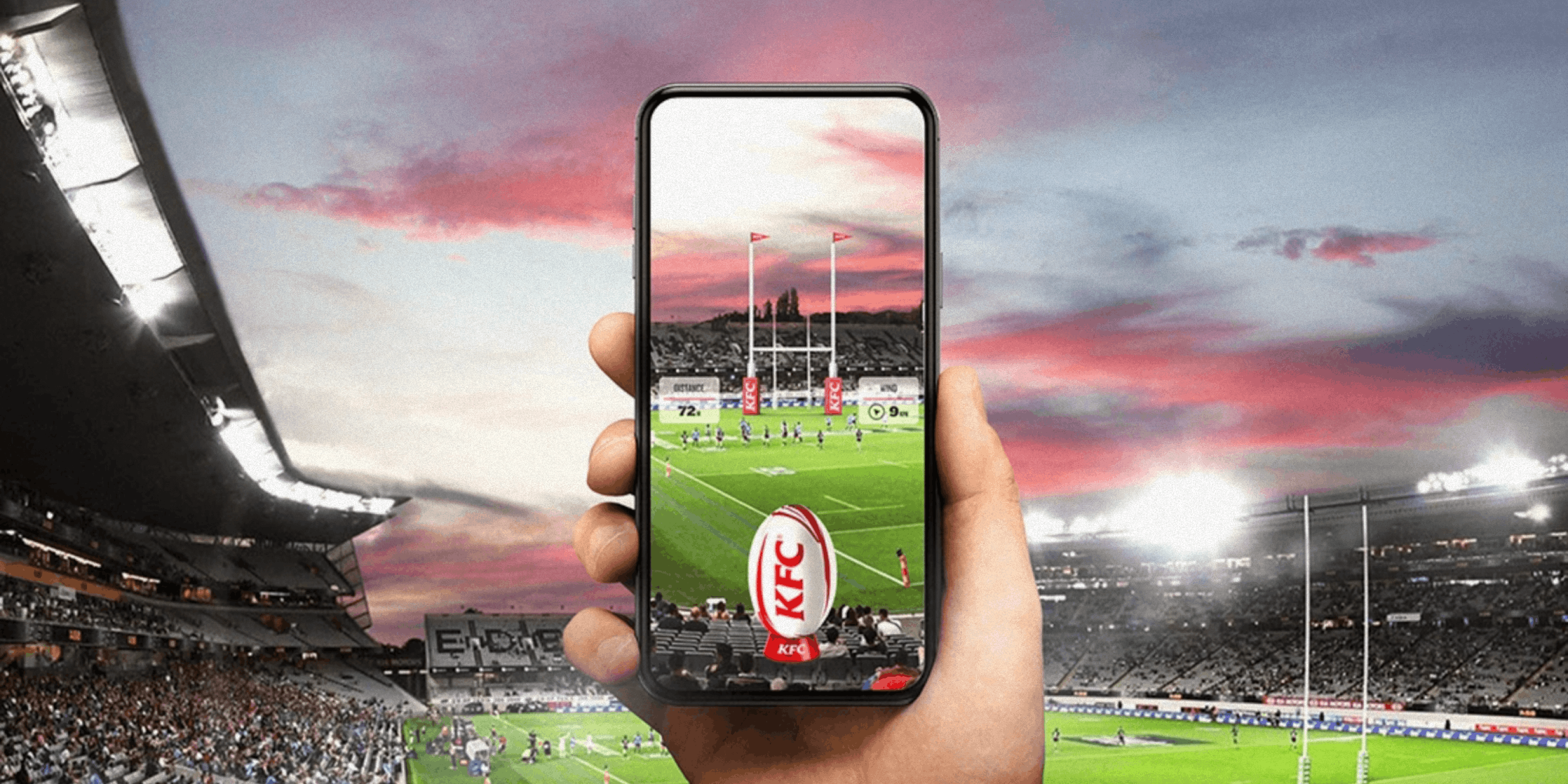 KFC mobile game at a rugby stadium